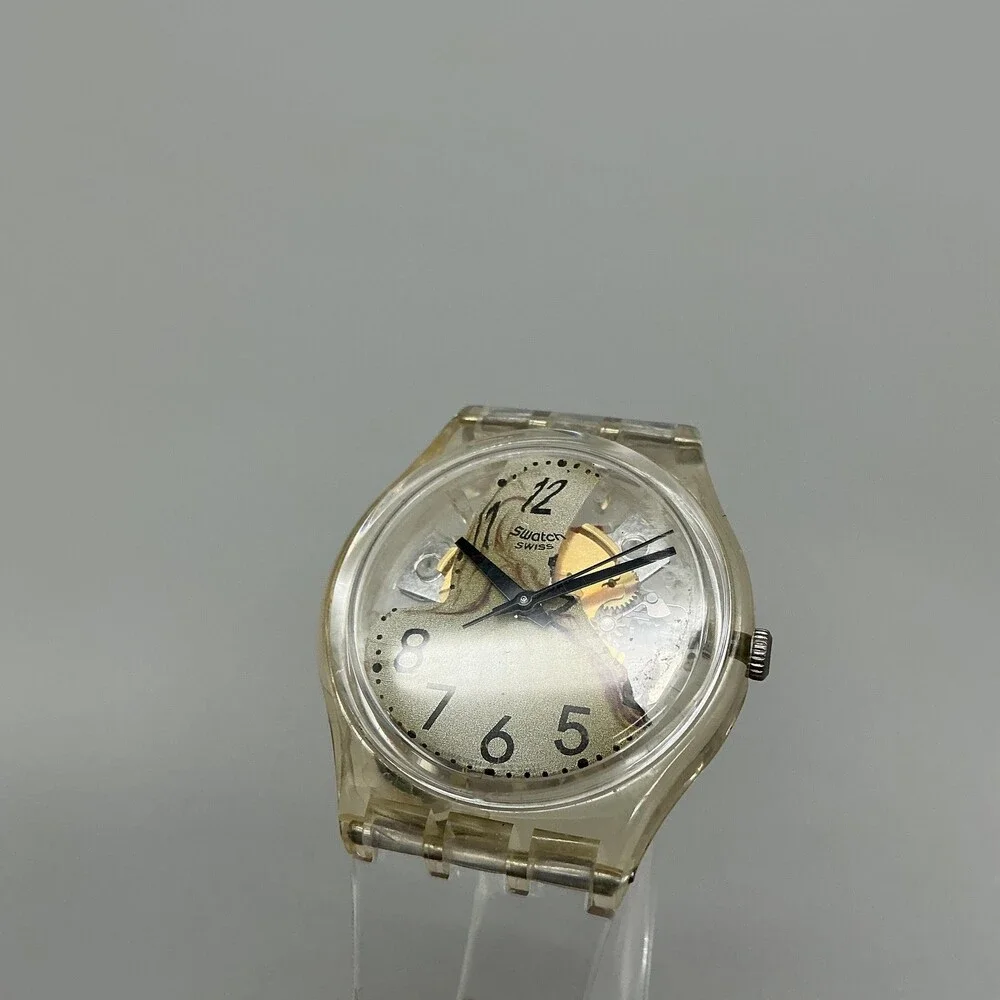 Vintage Swatch Melted Minutes Mens Watch 34mm Silver Skeleton Dial New Battery